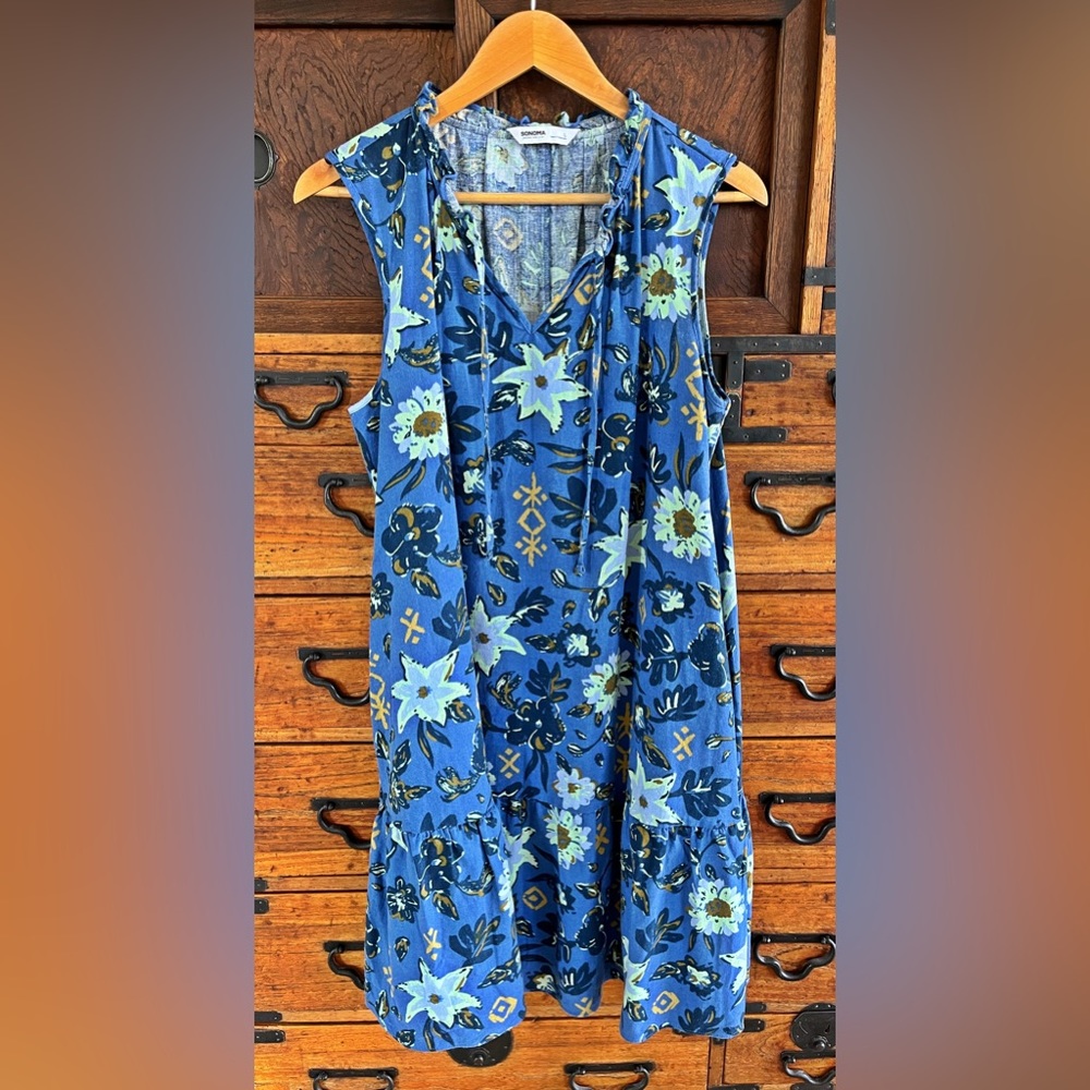 Sonoma Blue Floral Midi Dress